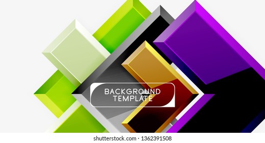 Glossy modern geometric background, abstract arrows composition. Vector