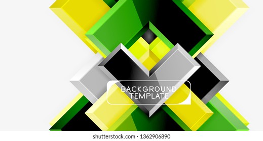 Glossy modern geometric background, abstract arrows composition. Vector