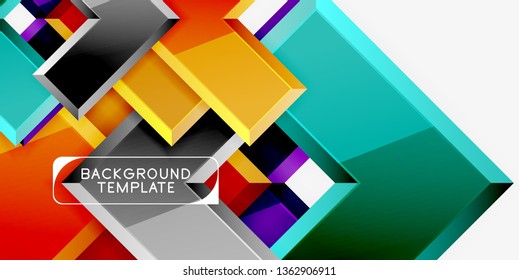 Glossy modern geometric background, abstract arrows composition. Vector