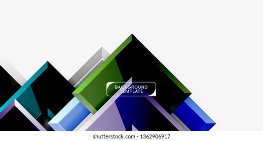 Glossy modern geometric background, abstract arrows composition. Vector