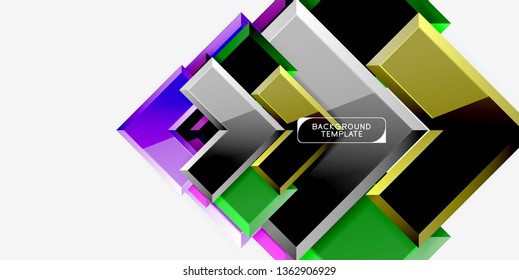 Glossy modern geometric background, abstract arrows composition. Vector
