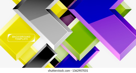 Glossy modern geometric background, abstract arrows composition. Vector