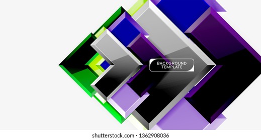 Glossy modern geometric background, abstract arrows composition. Vector
