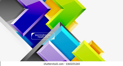 Glossy modern geometric background, abstract arrows composition. Vector