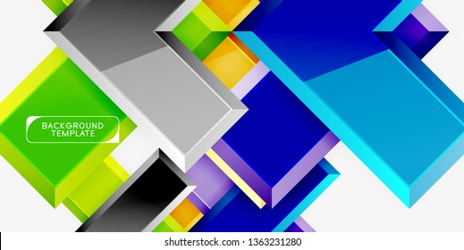 Glossy modern geometric background, abstract arrows composition. Vector