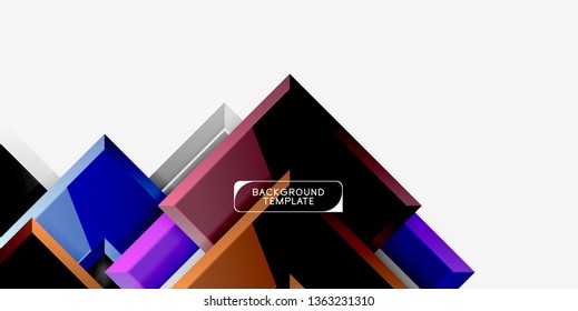Glossy modern geometric background, abstract arrows composition. Vector