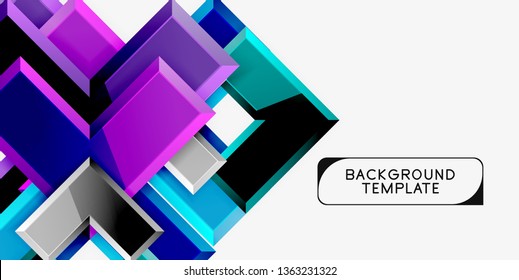 Glossy modern geometric background, abstract arrows composition. Vector