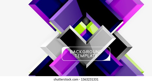 Glossy modern geometric background, abstract arrows composition. Vector