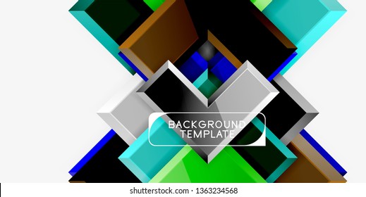 Glossy modern geometric background, abstract arrows composition. Vector