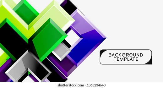Glossy, zeitgenössischer geometrischer Hintergrund, abstrakte Pfeilzusammensetzung. Vektorgrafik