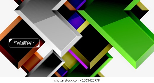 Glossy modern geometric background, abstract arrows composition. Vector