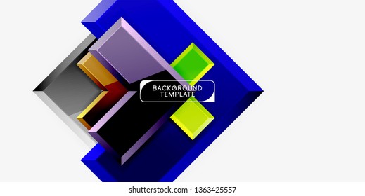 Glossy modern geometric background, abstract arrows composition. Vector