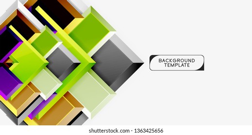 Glossy modern geometric background, abstract arrows composition. Vector