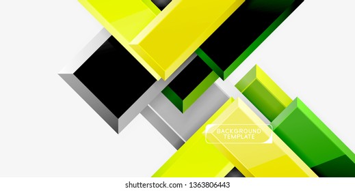 Glossy modern geometric background, abstract arrows composition. Vector