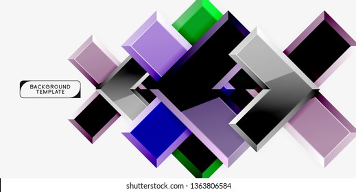 Glossy modern geometric background, abstract arrows composition. Vector