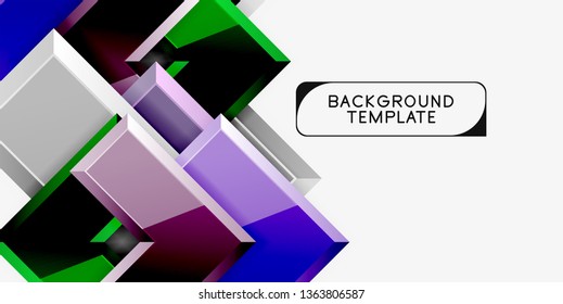Glossy modern geometric background, abstract arrows composition. Vector
