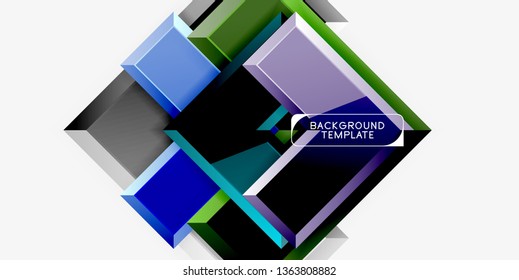Fondo geométrico moderno brillante, composición de flechas abstractas. Vector