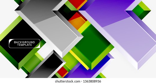 Glossy modern geometric background, abstract arrows composition. Vector