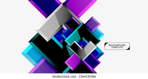Glossy modern geometric background, abstract arrows composition. Vector