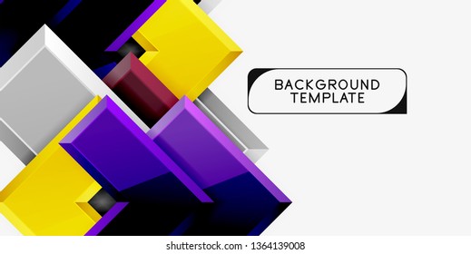 Glossy modern geometric background, abstract arrows composition. Vector