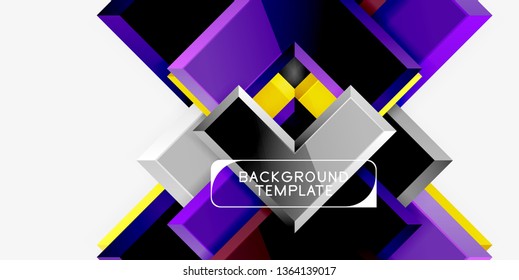 Glossy modern geometric background, abstract arrows composition. Vector