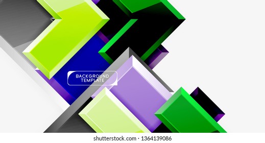 Fondo geométrico moderno brillante, composición de flechas abstractas. Vector