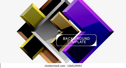 Glossy, zeitgenössischer geometrischer Hintergrund, abstrakte Pfeilzusammensetzung. Vektorgrafik