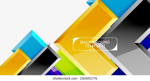 Glossy modern geometric background, abstract arrows composition. Vector