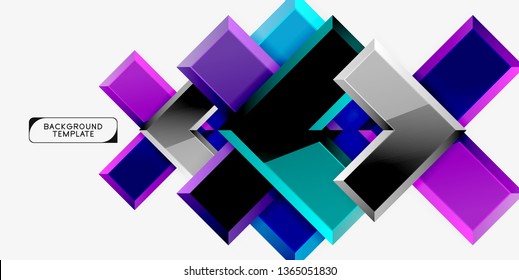 Glossy modern geometric background, abstract arrows composition. Vector