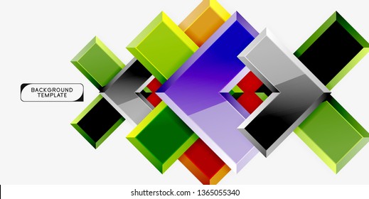 Glossy modern geometric background, abstract arrows composition. Vector