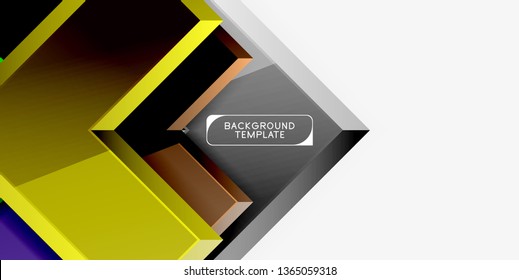 Glossy modern geometric background, abstract arrows composition. Vector