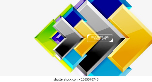 Glossy modern geometric background, abstract arrows composition. Vector