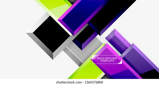 Glossy modern geometric background, abstract arrows composition. Vector