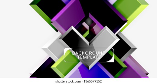 Glossy modern geometric background, abstract arrows composition. Vector