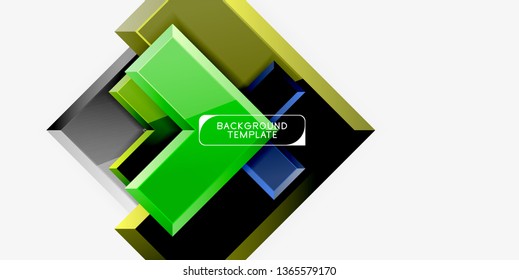 Glossy modern geometric background, abstract arrows composition. Vector