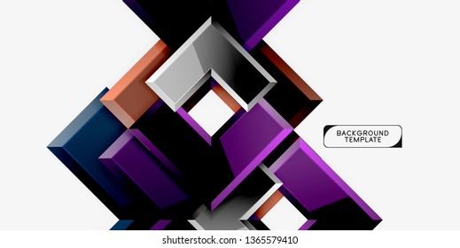 Glossy modern geometric background, abstract arrows composition. Vector