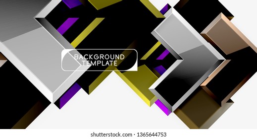 Glossy modern geometric background, abstract arrows composition. Vector