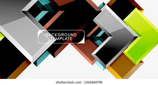 Glossy modern geometric background, abstract arrows composition. Vector