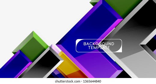 Glossy, zeitgenössischer geometrischer Hintergrund, abstrakte Pfeilzusammensetzung. Vektorgrafik