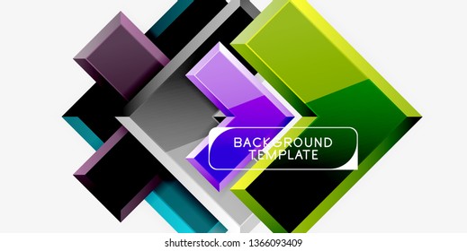 Glossy modern geometric background, abstract arrows composition. Vector