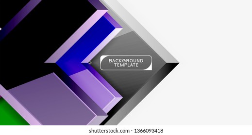 Glossy, zeitgenössischer geometrischer Hintergrund, abstrakte Pfeilzusammensetzung. Vektorgrafik