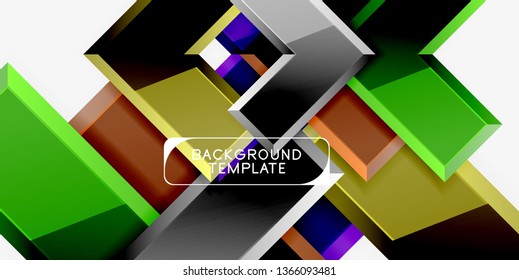 Glossy modern geometric background, abstract arrows composition. Vector