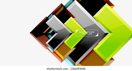 Fondo geométrico moderno brillante, composición de flechas abstractas. Vector