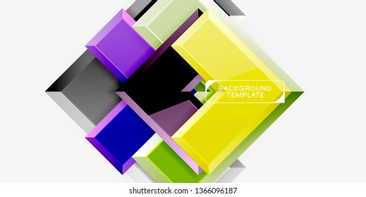 Glossy modern geometric background, abstract arrows composition. Vector