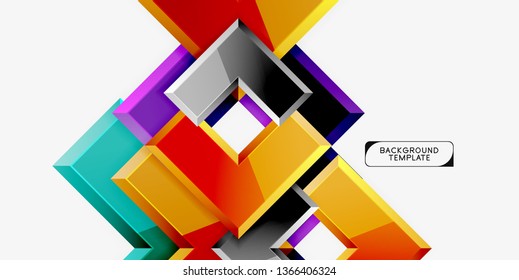 Glossy modern geometric background, abstract arrows composition. Vector