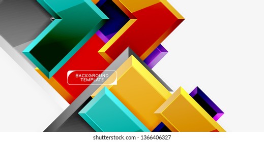 Glossy modern geometric background, abstract arrows composition. Vector