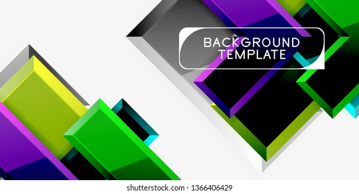 Glossy modern geometric background, abstract arrows composition. Vector