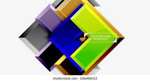 Fondo geométrico moderno brillante, composición de flechas abstractas. Vector