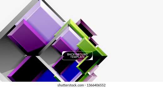 Glossy modern geometric background, abstract arrows composition. Vector