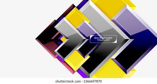 Glossy modern geometric background, abstract arrows composition. Vector